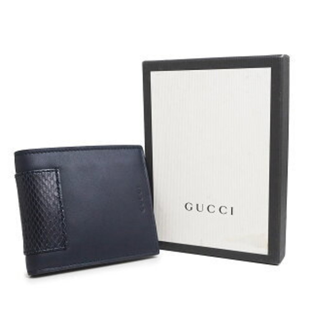 Gucci Wallet Python Exotic Leather Navy Blue - image 2